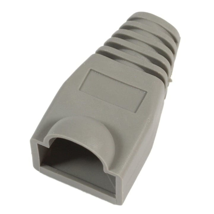 Set 1 bucata conector retea RJ45 Cat6e ecranat EZ pass through cu pini placati cu aur si 1 bucata manson protectie RJ45 pentru cablu UTP sau FTP [3]