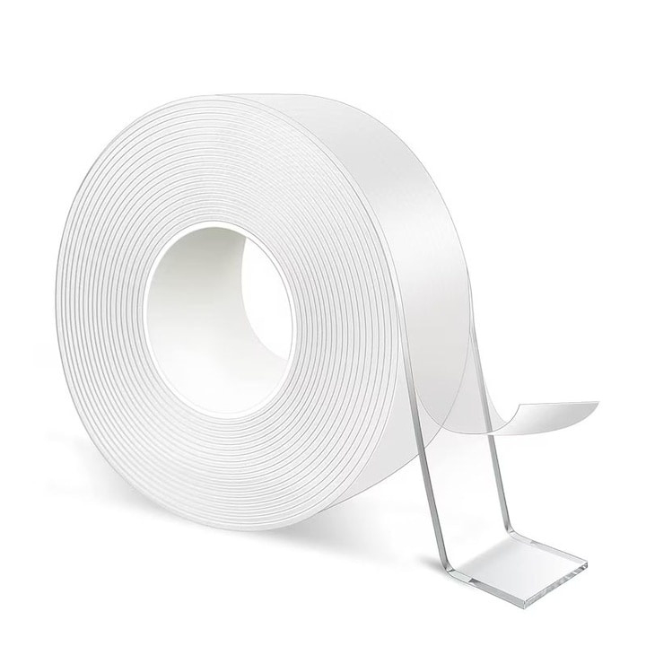 Set 10 benzi dublu adezive transparente, 5 metri pe rola, siliconice, rezistente la apa, reutilizabile, adeziv puternic, aplicabile pe diverse suprafete [7]