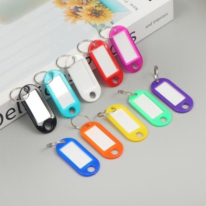 Set 10 brelocuri pentru identificare chei, etichete reinscriptibile, 10 culori diferite, inel metalic, plastic rezistent [2]