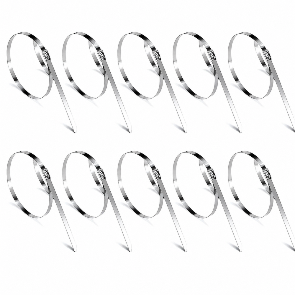 Set 10 bride metalice inox 450 mm, coliere din otel inoxidabil pentru fixarea cablurilor, tevilor si furtunurilor [6]