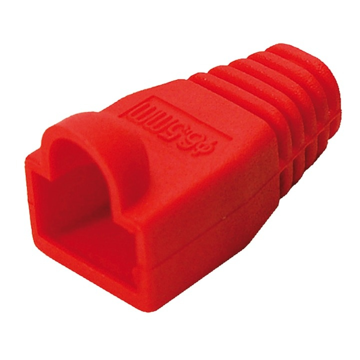 Set 10 bucati manson de protectie pentru mufe internet, RJ 45, rosu [10]