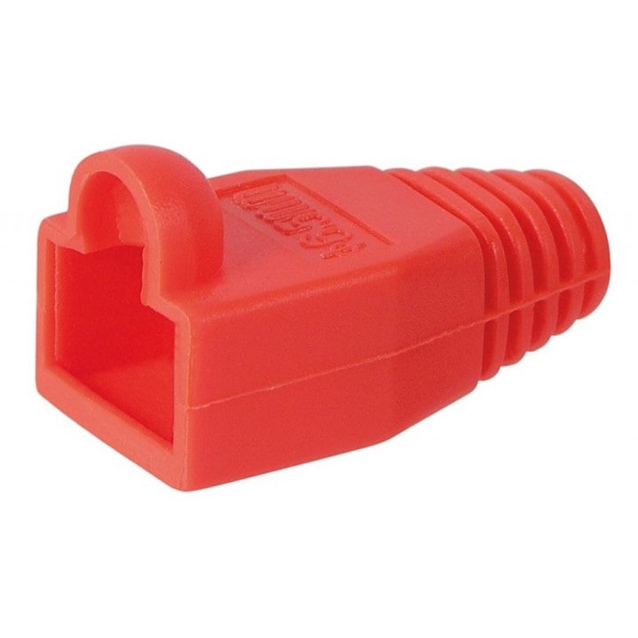 Set 10 bucati manson de protectie pentru mufe internet, RJ 45, rosu [9]