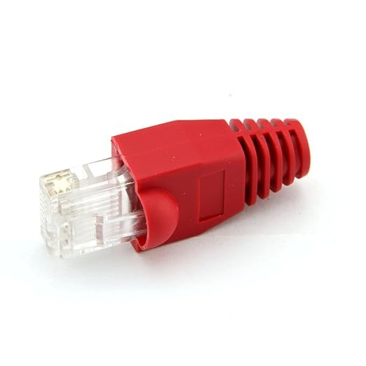 Set 10 bucati manson de protectie pentru mufe internet, RJ 45, rosu [11]
