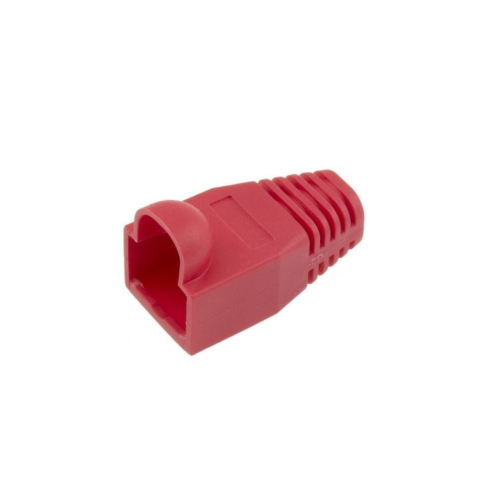 Set 10 bucati manson de protectie pentru mufe internet, RJ 45, rosu [8]