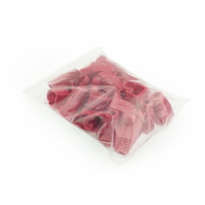Set 10 bucati manson de protectie pentru mufe internet, RJ 45, rosu [7]
