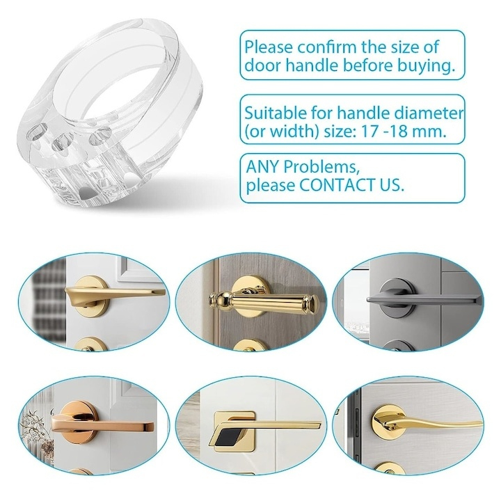 Set 10 bucati opritoare pentru manerul usii, din silicon transparent – protectie pentru copii, amortizare si prevenirea accidentarilor Acest set de 10 opritoare pentru manerul usii este conceput pentr [5]