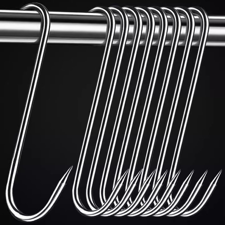 Set 10 carlige pentru suspendat carnea, tip S, otel inoxidabil, 20 cm [3]