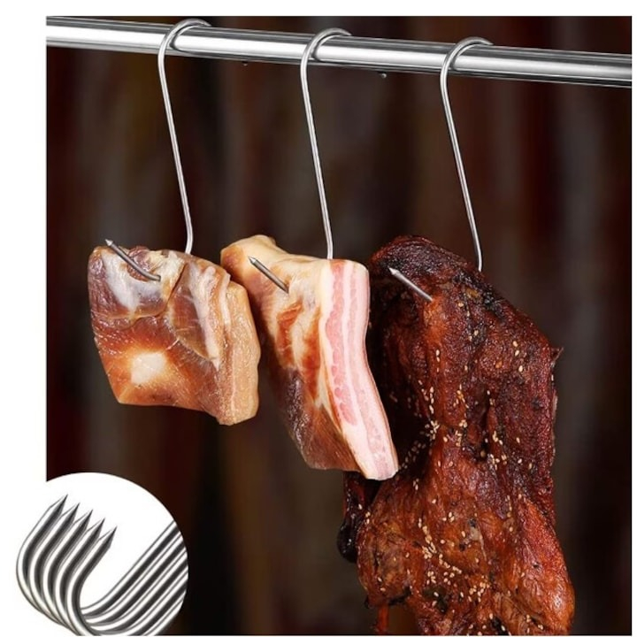 Set 10 carlige pentru suspendat carnea, tip S, otel inoxidabil, 20 cm [6]