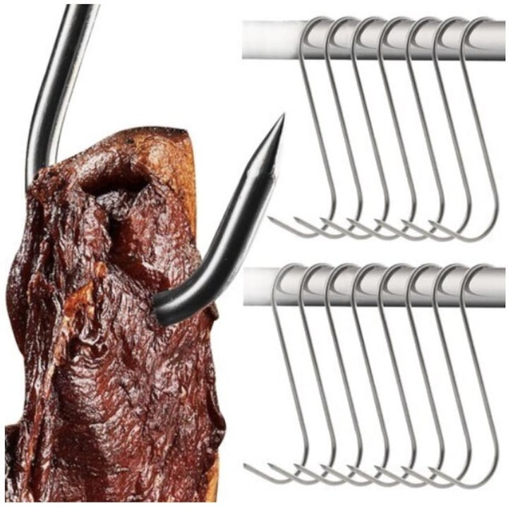 Set 10 carlige pentru suspendat carnea, tip S, otel inoxidabil, 20 cm [4]