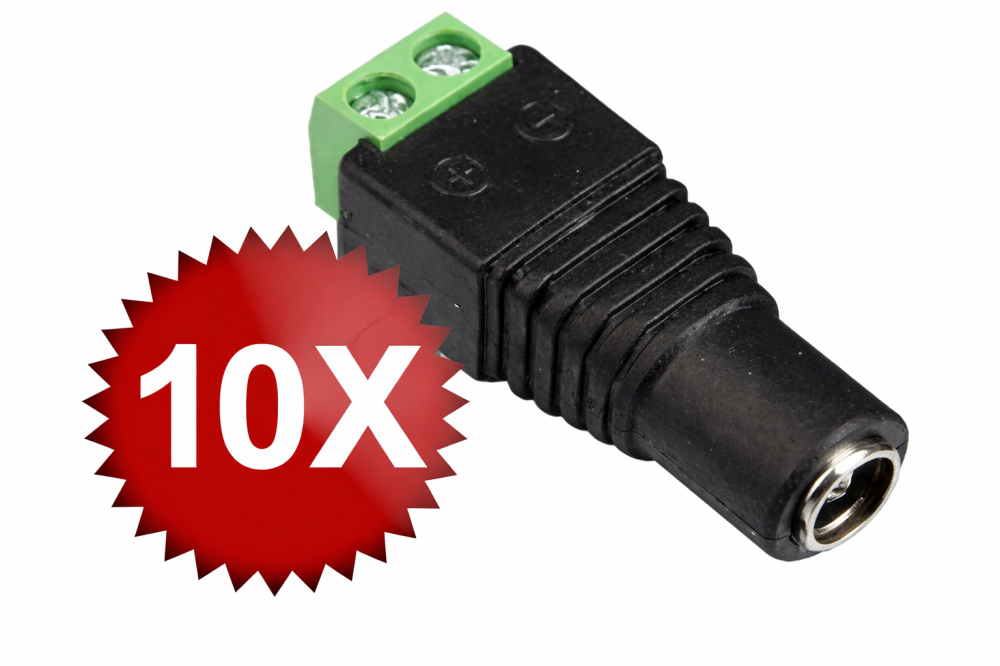 Set 10 conectori alimentare CCTV mama 2.1/5.5 mm cu prindere surub, adaptor alimentare camere supraveghere compatibil cablu alimentare sau UTP [2]