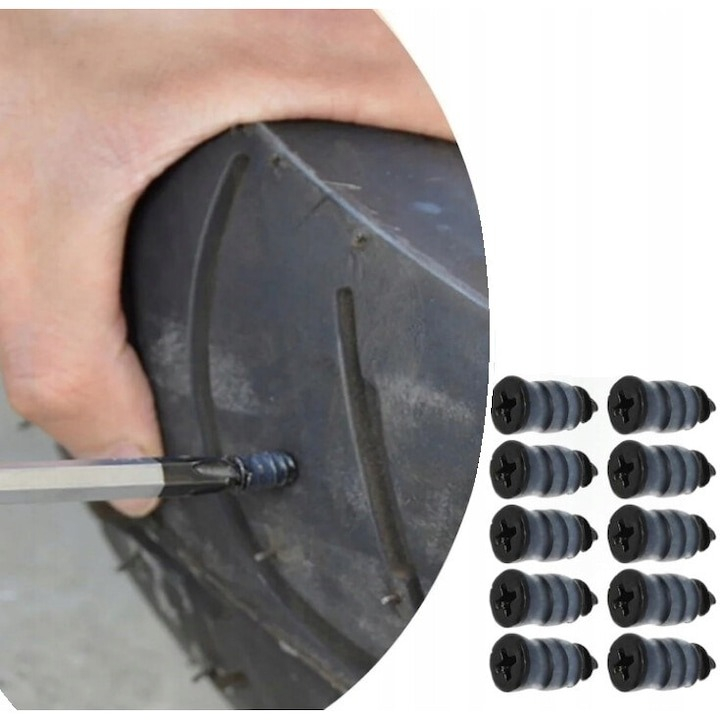 Set 10 dopuri, stifturi vulcanizare pentru anvelope, pana de cauciuc 1.5x0.6 cm [2]