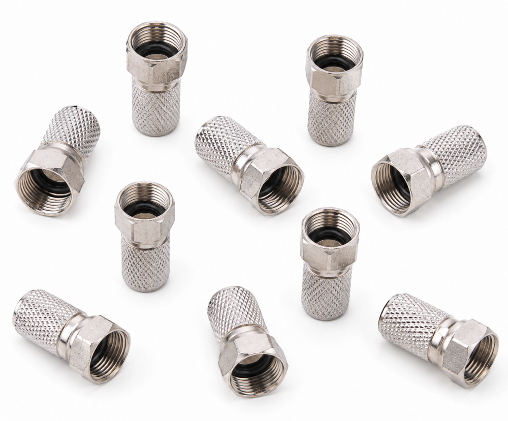 Set 10 mufe F HQ 6.6 mm cu garnitura, conectori F tata pentru cablu coaxial RG6, [2]