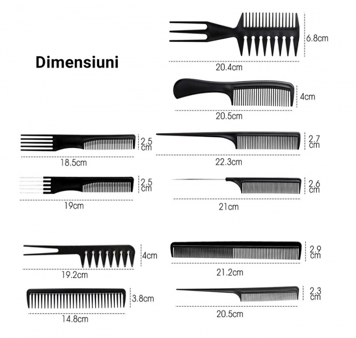 Set 10 piepteni profesionali, coafura si frizerie [2]
