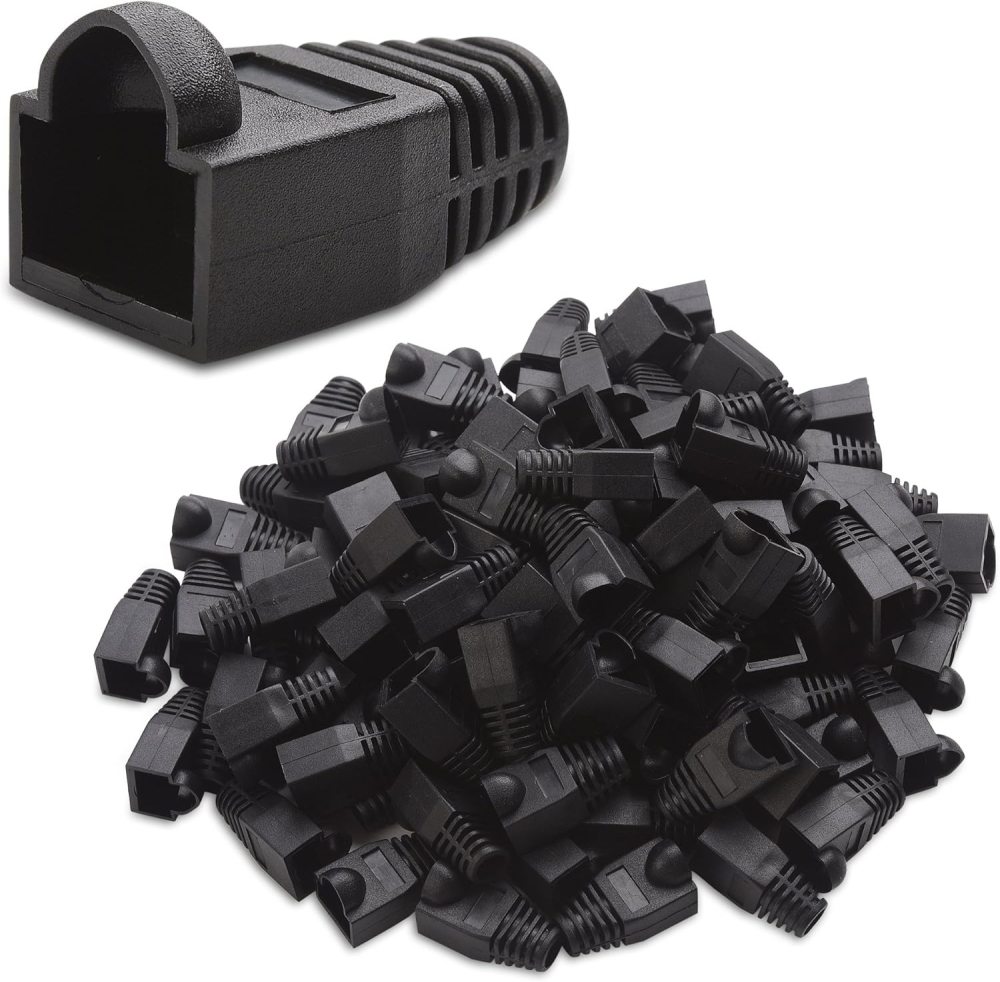 Set 10 x mufa + manson de protectie, RJ45, CAT5 CAT6, 8 pini 8P8C, negru [8]