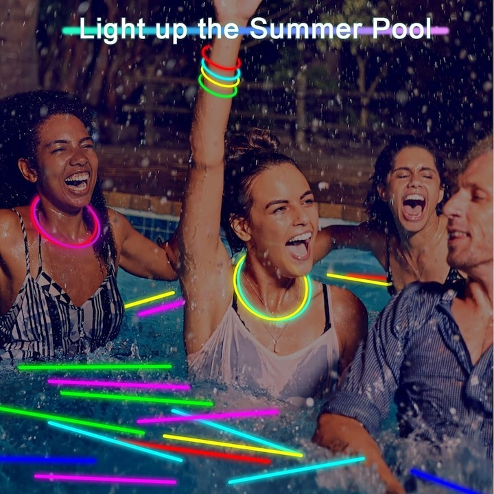 Set 100 bratari luminoase, fosforescent, pentru petreceri, multicolor [3]