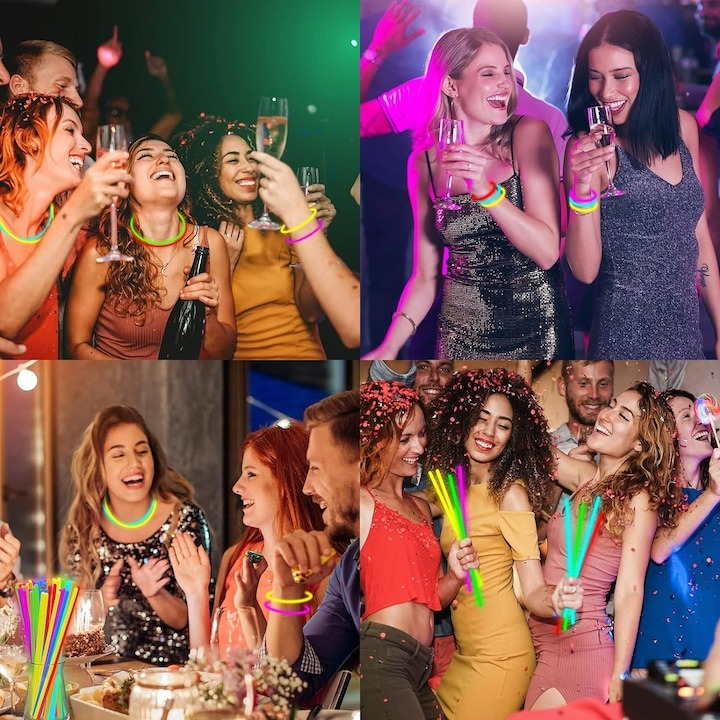 Set 100 bratari luminoase, fosforescent, pentru petreceri, multicolor [4]