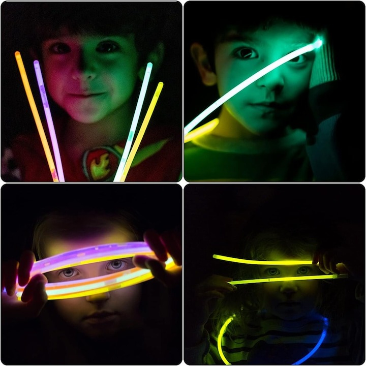 Set 100 bratari luminoase, fosforescent, pentru petreceri, multicolor [8]