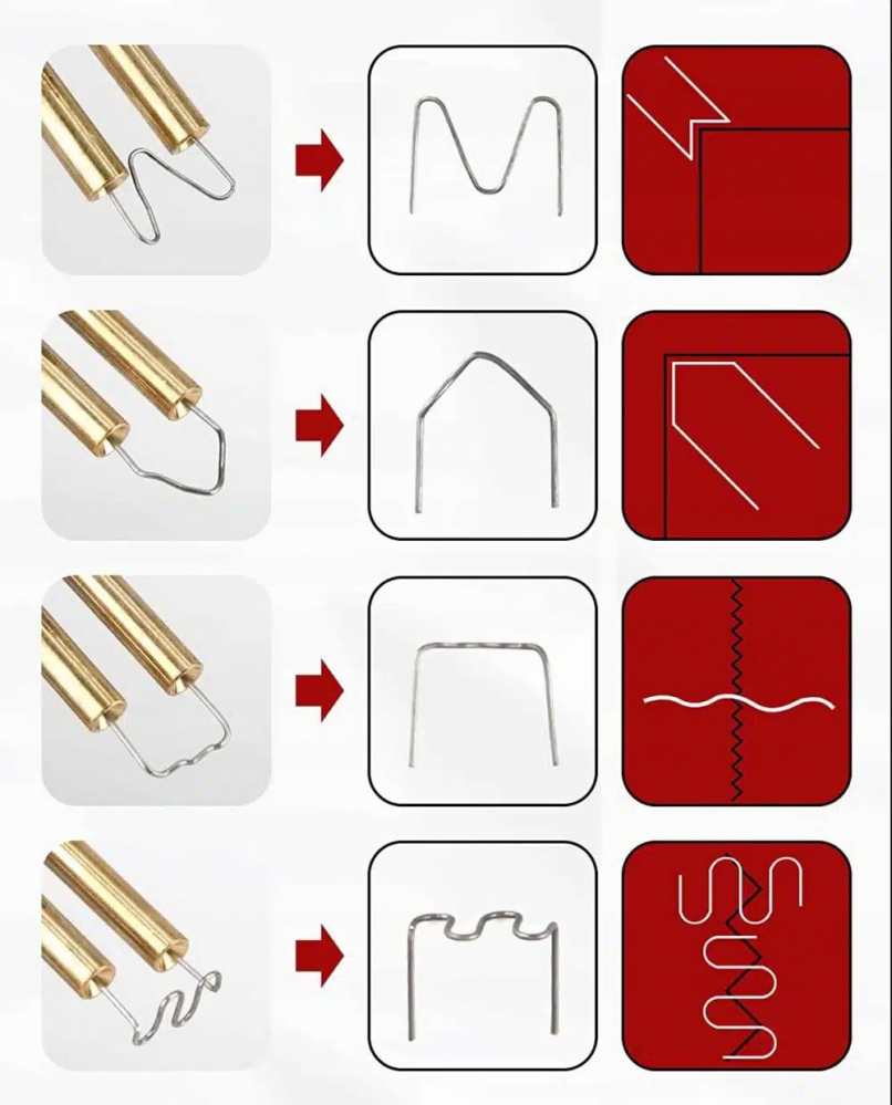 Set 100 capse metalice pentru pistol de sudat plastic, model M drept, 0.8 mm, otel, argintiu [8]