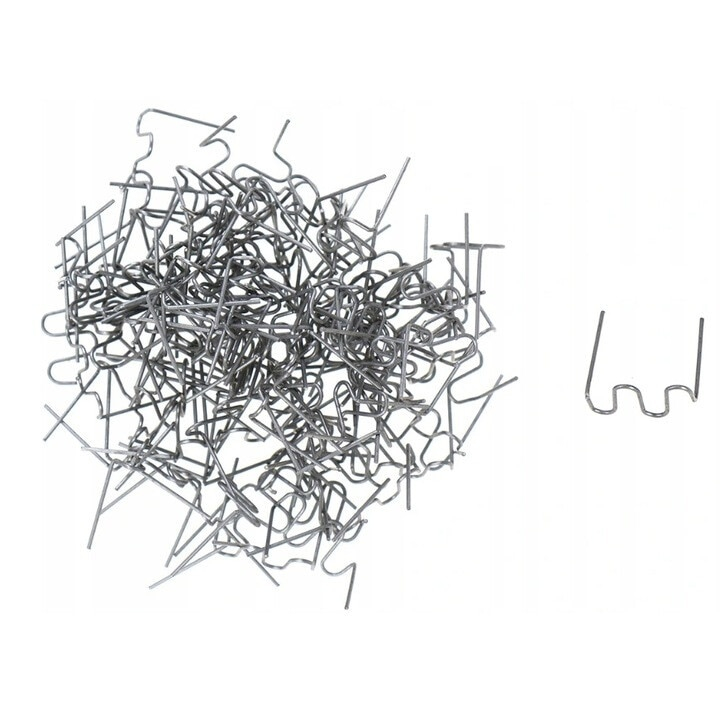 Set 100 capse pentru pistol sudura plastic, tip RS28, otel inoxidabil, grosime 0.8 mm, ideale pentru reparatii rapide si rezistente, argintii [6]