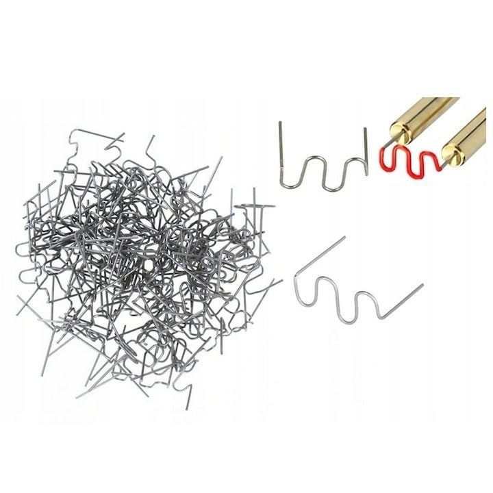 Set 100 capse sudura plastic model S, grosime 0.8 mm, reparatii bara auto si fisuri, otel tungsten, pentru pistol lipit [4]