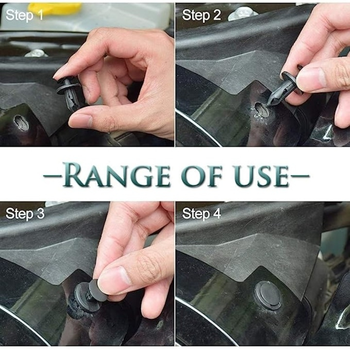 Set 100 clipsuri auto universale pentru fixare, din plastic rezistent, alb/negru, cu cutie compartimentata [2]