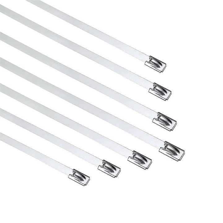 Set 100 coliere metalice inox 450 mm, bride autoblocante din otel inoxidabil pentru prinderea cablurilor, tevilor, furtunurilor si conductelor, rezistente la rugina, uz profesional [5]