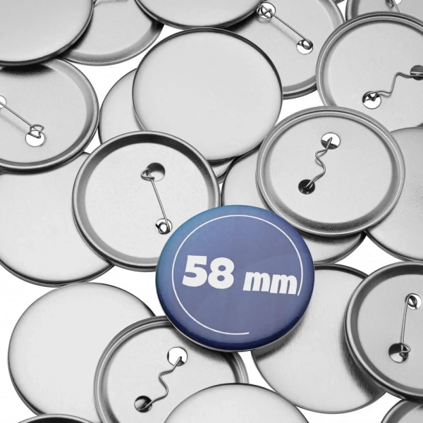 Set 100 componente pentru insigne personalizate 58 mm, blank-uri metalice cu ac de siguranta si folie transparenta, compatibile cu presa pentru ecusoane [3]