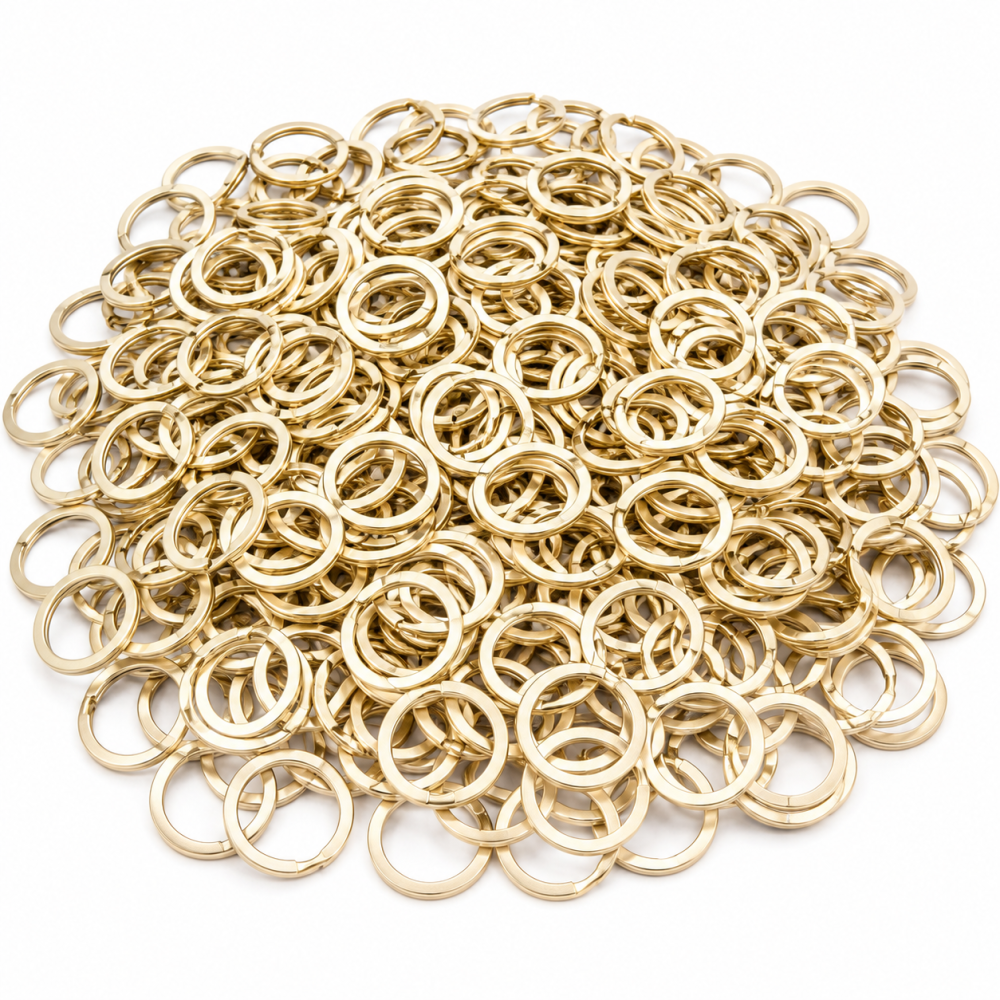 Set 100 inele breloc, auriu 3.4 cm, grosime 2.5 mm, accesorii metalice rotunde despicate pentru chei, brelocuri, etichete, pandantive si proiecte creative [6]