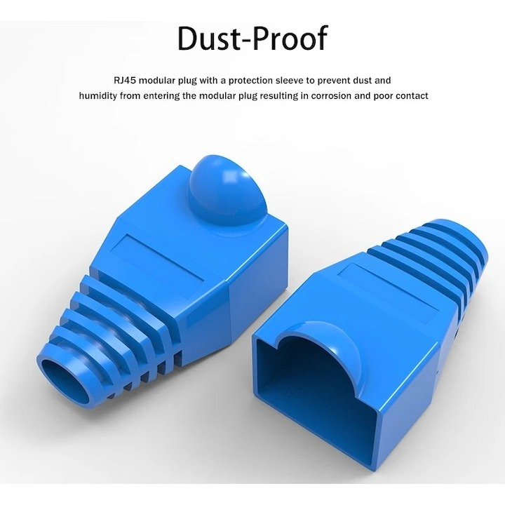 Set 100 mufe ecranate, conector metalic RJ 45 CAT5, CAT6 cu 100 manson de protectie flexibil [2]