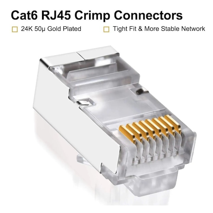 Set 100 mufe ecranate, conector metalic RJ 45 CAT5, CAT6 cu 100 manson de protectie flexibil [4]