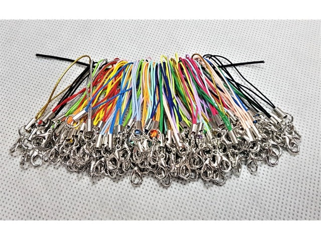 Set 100 snururi cu carabina pentru breloc, accesorii, poliester, multicolor [9]