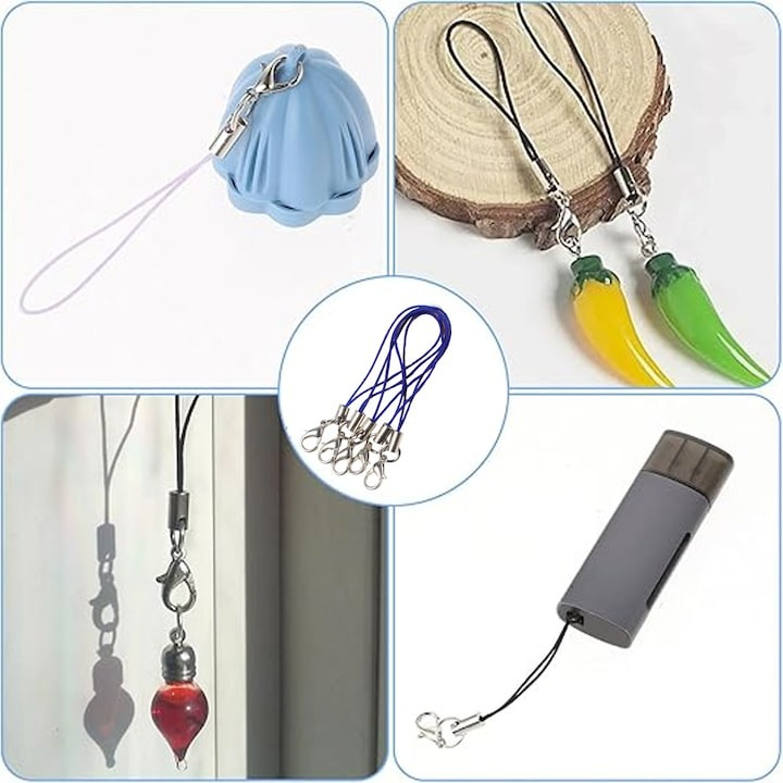 Set 100 snururi cu carabina pentru breloc, accesorii, poliester, multicolor [2]