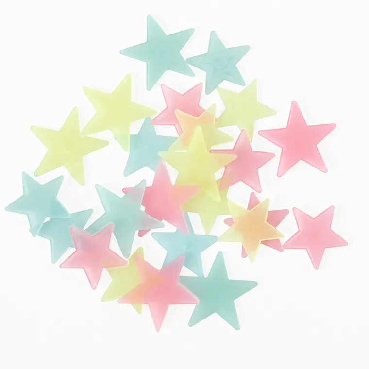 Set 100 stelute fosforescente, autoadezive, decoratiuni pentru camera copilului, plastic, 2.5 cm x 3.2 cm x 0.1 cm, multicolor [4]