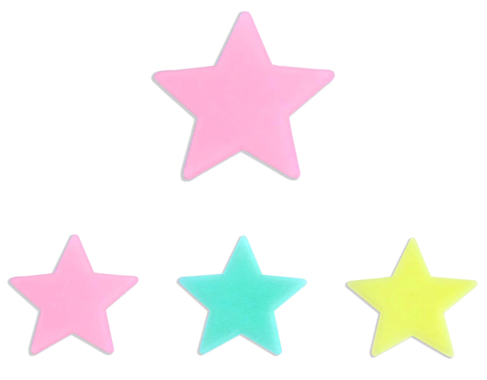 Set 100 stelute fosforescente, autoadezive, decoratiuni pentru camera copilului, plastic, 2.5 cm x 3.2 cm x 0.1 cm, multicolor [13]
