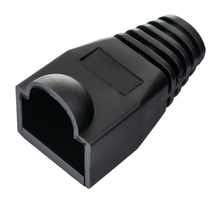 Set 100 x mufa + manson de protectie, RJ45, CAT5 CAT6, 8 pini 8P8C, negru [6]