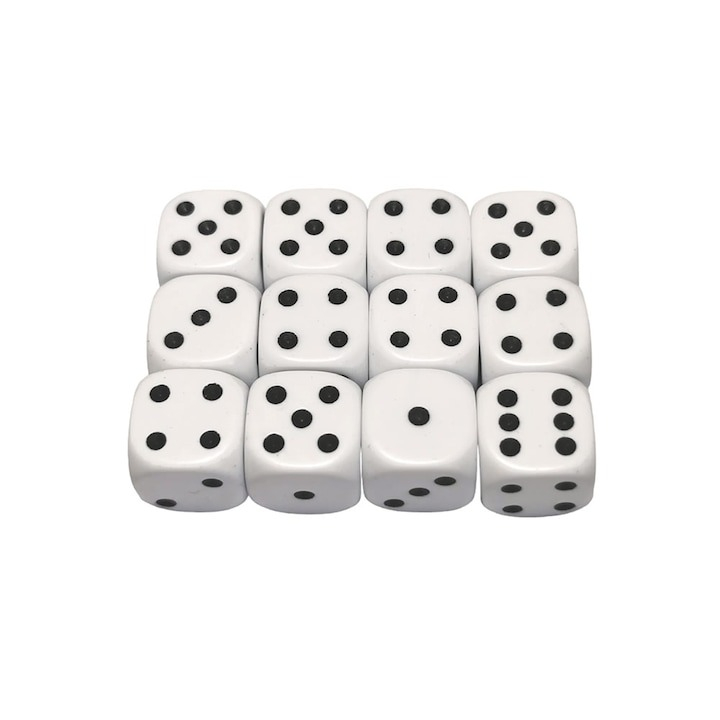 Set 100 zaruri, albe cu puncte negre, latura 10 mm, pentru jocuri de societate sau jocuri de noroc [6]