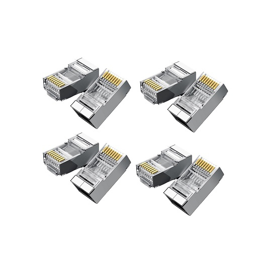 Set 100x mufe retea, conector metalic, UTP, 8 contacte, RJ45 CAT6 - Alb