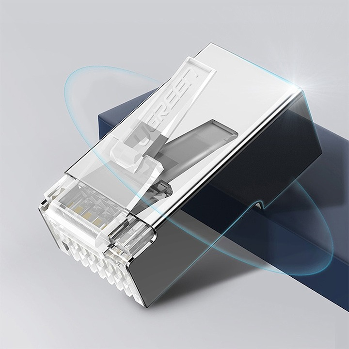 Set 10x mufe retea, conector metalic, UTP, 8 contacte, RJ45 CAT6 - Alb [3]