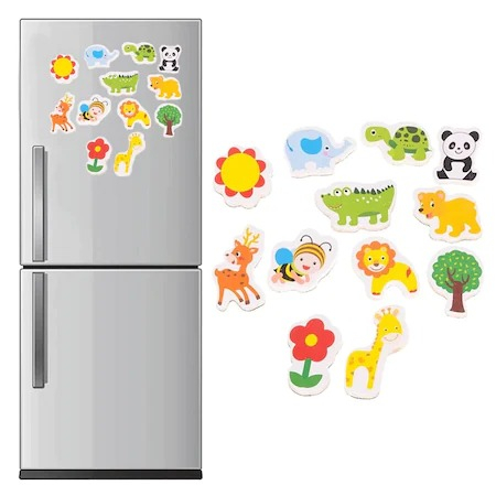 Set 12 magneti de frigider, cu animale, figurine educative pentru copii - Multicolor [2]
