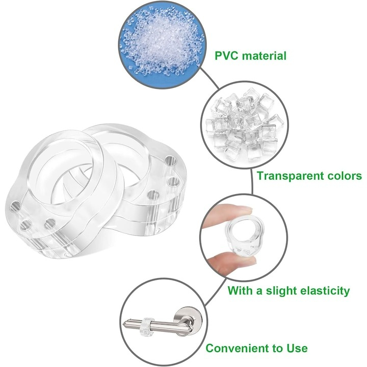 Set 12 opritoare, protectie pentru maner usa, silicon, montare usoara, 31 x 23 x 17 mm, transparent [3]