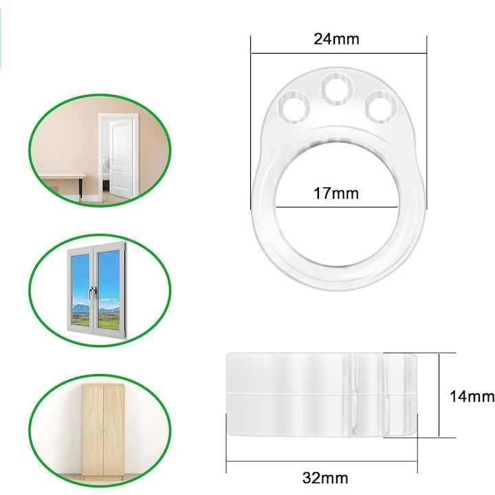 Set 12 opritoare, protectie pentru maner usa, silicon, montare usoara, 31 x 23 x 17 mm, transparent [2]