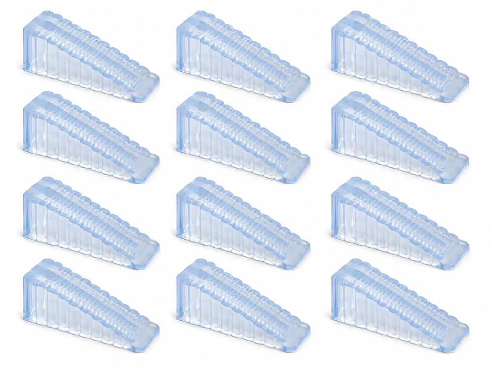 Set 12 opritoare usa, transparente 9.5 x 4 x 2.8 cm, pene din silicon antiderapant cu striatii, pentru fixare si mentinerea usilor deschise [2]