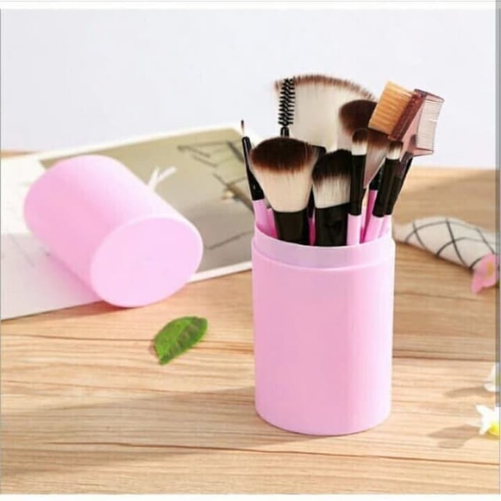 Set 12 pensule pentru machiaj, peri sintetici, manere usoare, cutie eleganta pentru depozitare, ideal pentru machiaj complet al fetei, roz deschis [2]