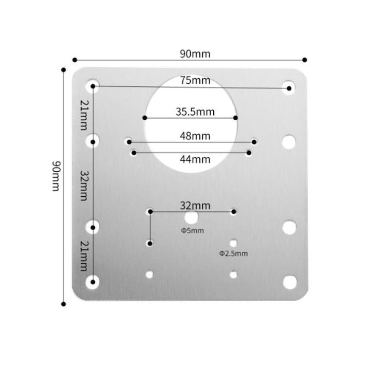 Set 12 placi pentru repararea balamalelor mobilier, inox rezistent, 72 suruburi incluse, 9 x 9 cm, argintiu [3]
