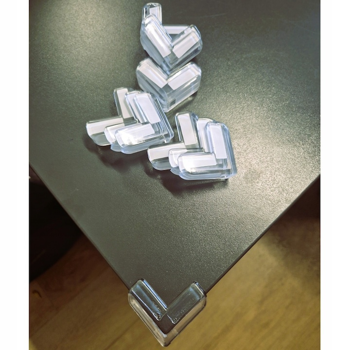 Set 12 protectii colturi pentru mobilier, cu adeziv, PVC, transparente, 4 x 4 x 1.3 cm [3]