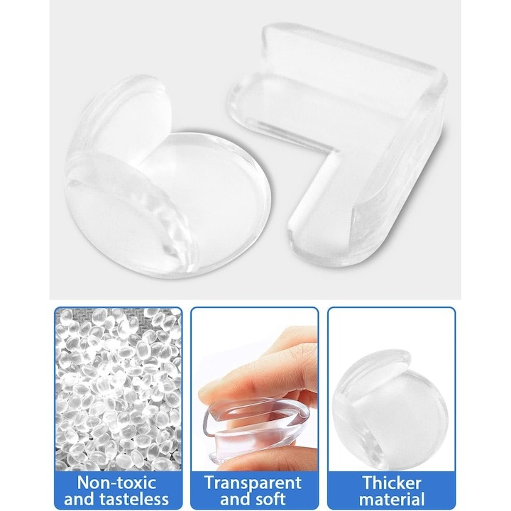 Set 12 protectoare silicon pentru colturi, 6 rotunde si 6 triunghiulare - Transparent [2]