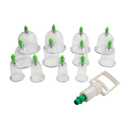 Set 12 ventuze terapeutice + pompa vacuum pentru masaj corp-fata si relaxare musculatura