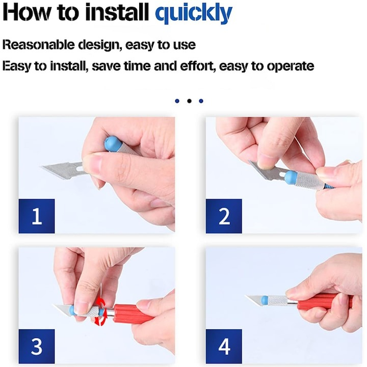 Set 13 cutite de precizie, otel, lame interschimbabile, cutie pentru depozitare inclusa [5]