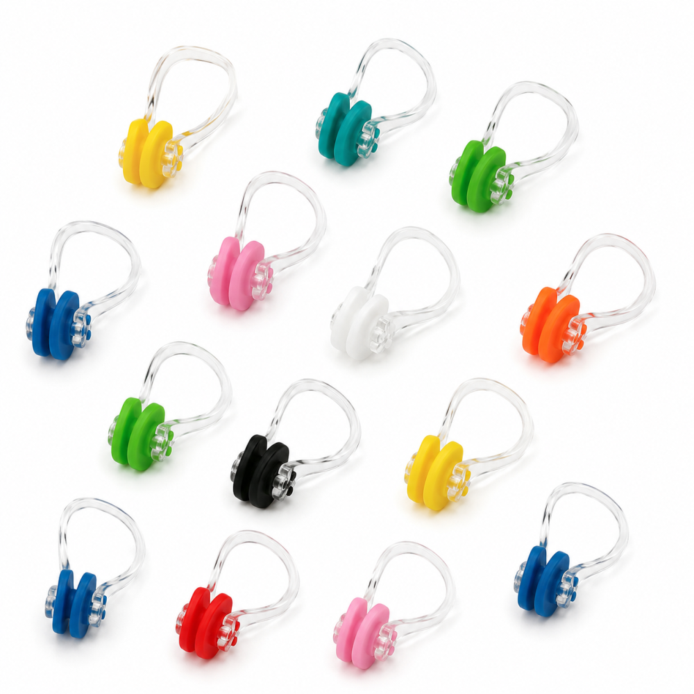 Set 14 clipsuri pentru nas inot, forma anatomica, silicon moale si plastic, reutilizabile, 10 culori diferite, pentru copii si adulti [5]