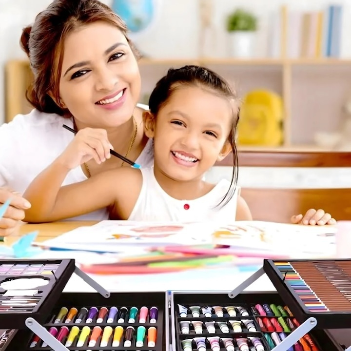 Set 145 piese pictura si desen, cu gentuta tip geamantan, maner rezistent, 34 x 23 x 9 cm [2]